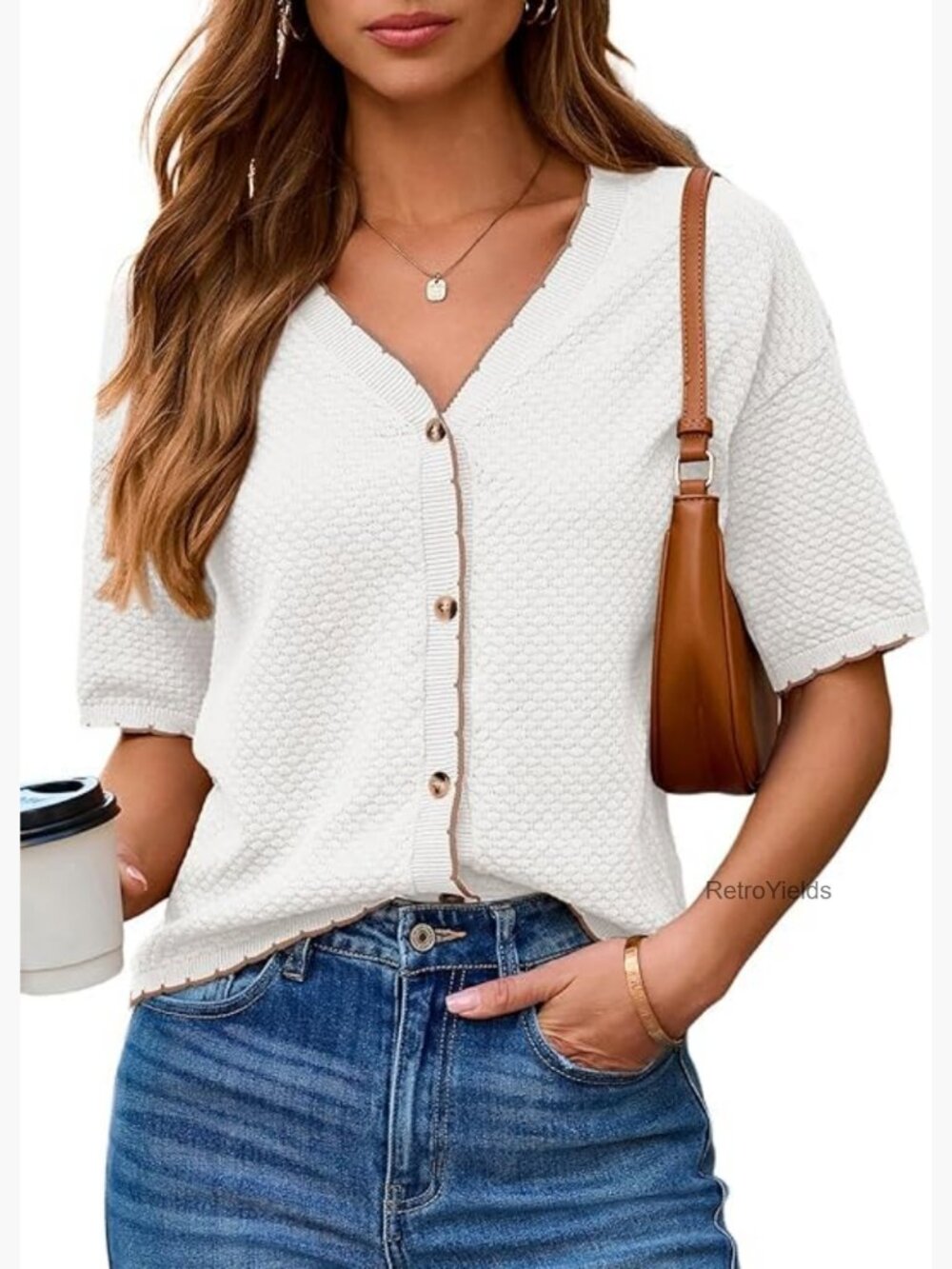 Women's Textured Knit Button Down Cardigan